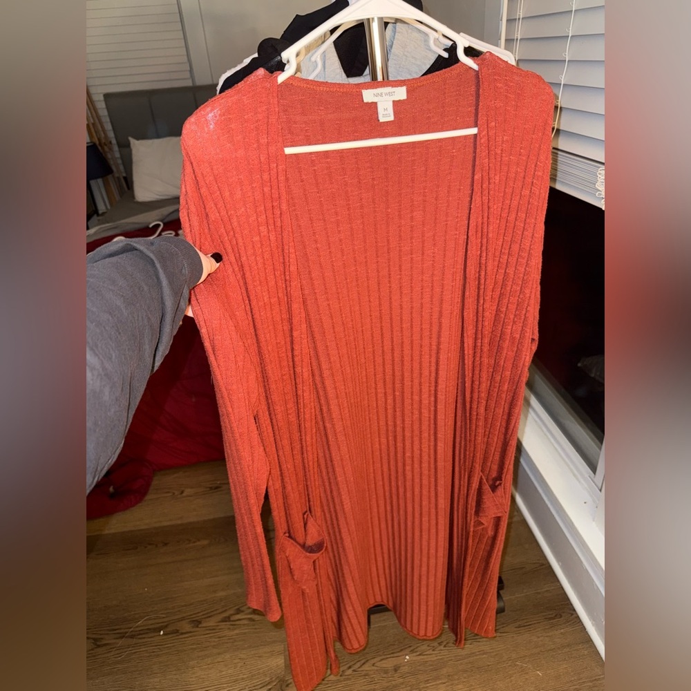 Nine West Terracotta Open Front Cardigan